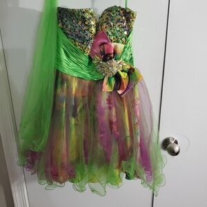Vibrant Multicolor Sequin & Tulle Party Dress